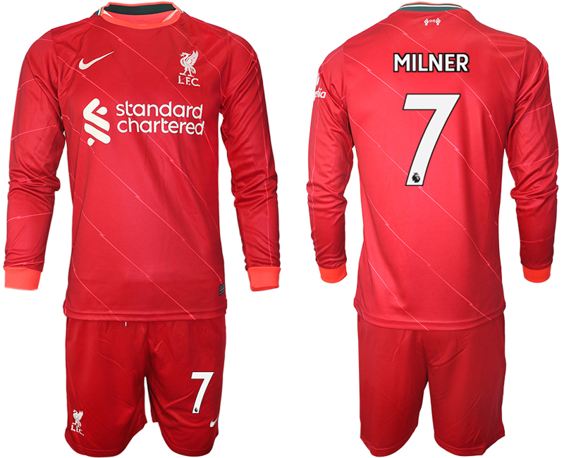 Men 2021-2022 Club Liverpool home red Long Sleeve #7 Soccer Jersey->liverpool jersey->Soccer Club Jersey